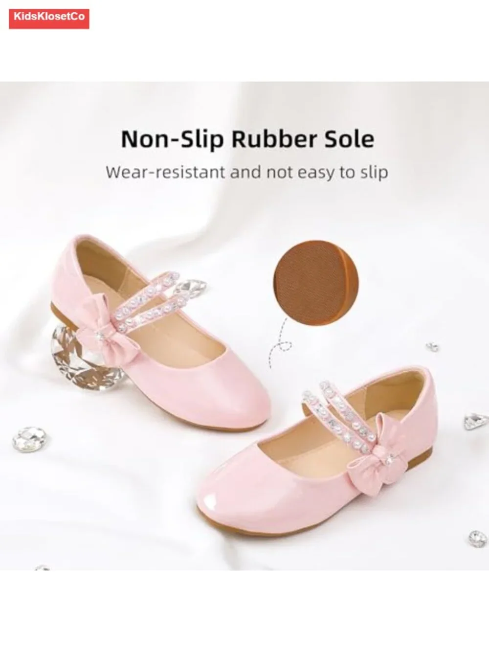 Toddler Girls Mary Jane Flats - Faux Leather Dress Shoes with Bow
